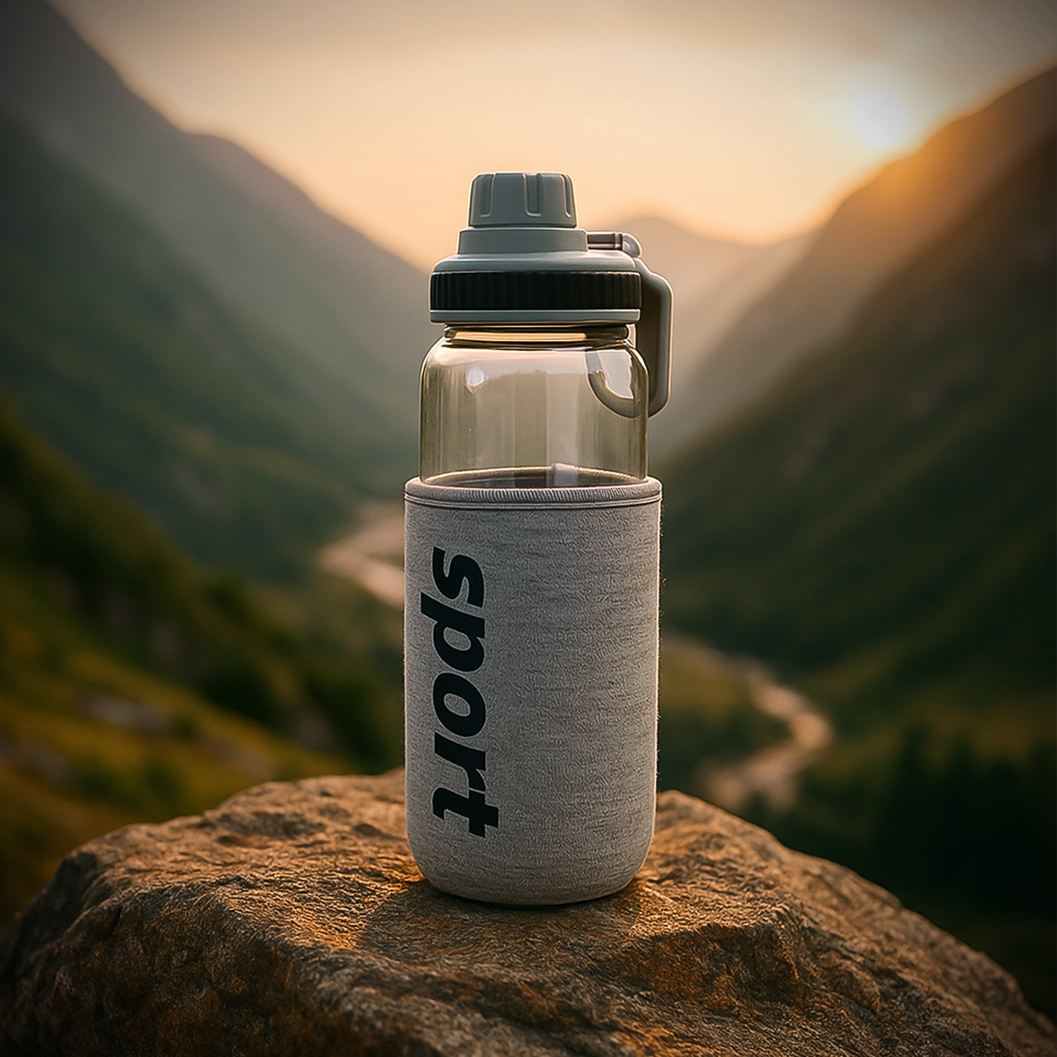 Sports Water Bottle With Protective Sleeve - (1 Pc  700 Ml)